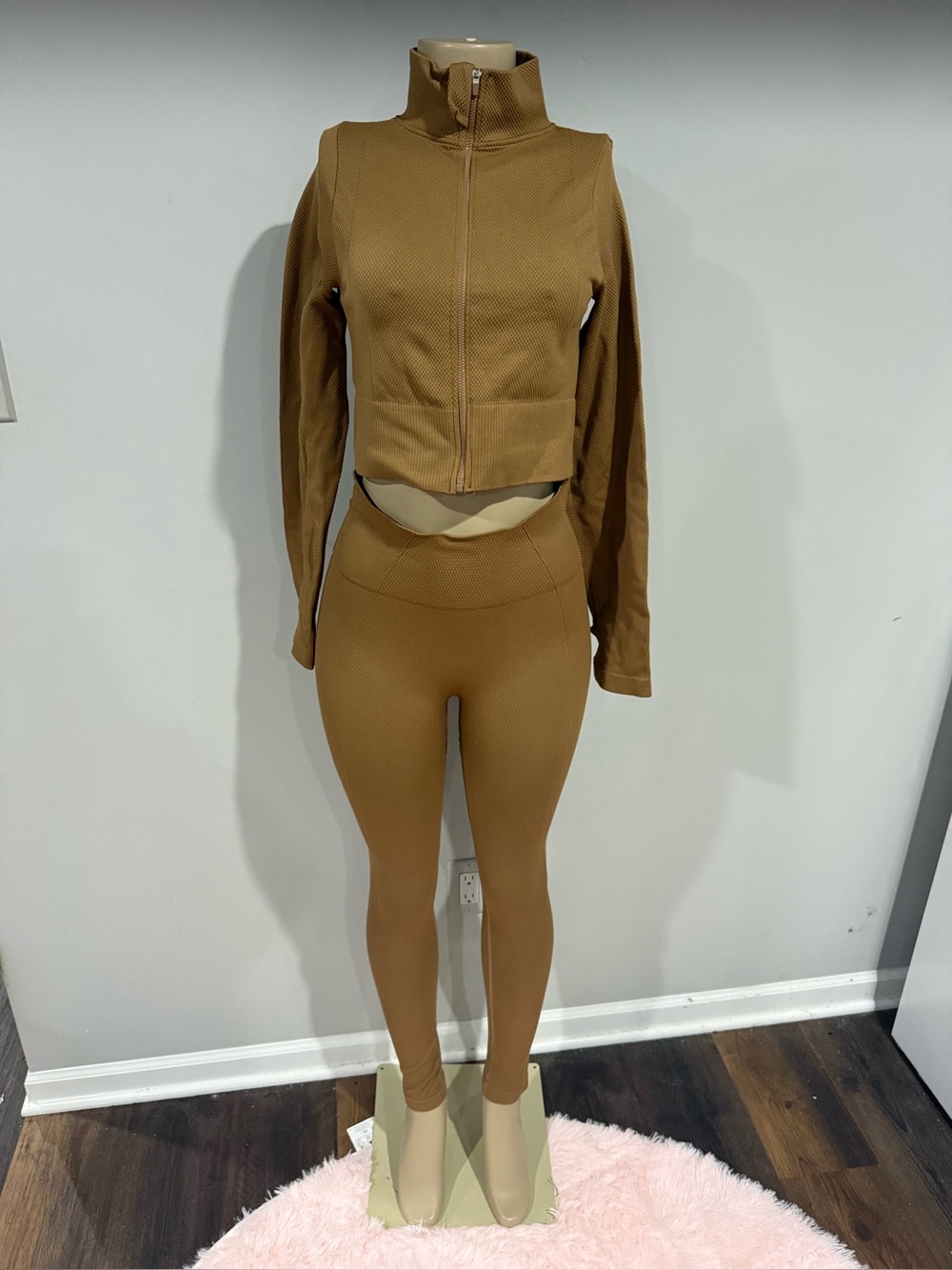 yoga set size large women jacket high rise leggings tracksuit